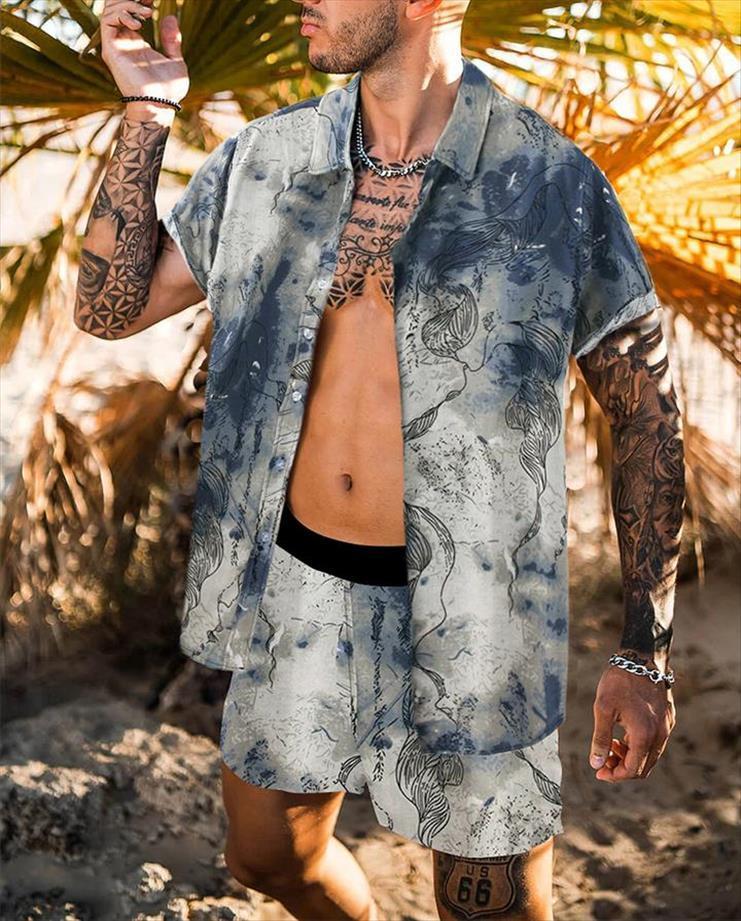spring summer loose print hawaiian men tracksuits two piece set short sleeve shirt beach shorts quick dry oversized casual suit, Gray
spring summer loose print hawaiian men tracksuits two piece set short sleeve shirt beach shorts quick dry oversized casual suit, Gray