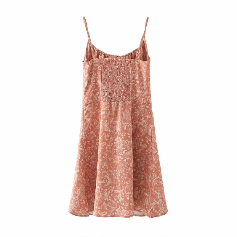 Summer Women Paisley Printing Suspender Mini Dress Female Sleeveless Clothes Casual Lady Loose Vestido D7536 210430