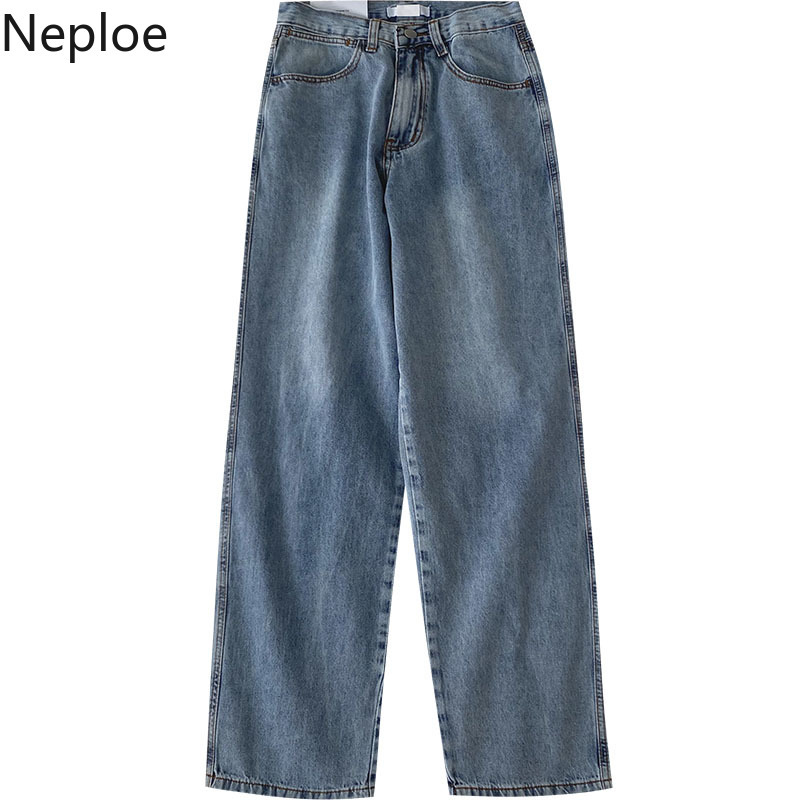 Neploe Jeans Women Loose Straight Wide Leg Pants Pantalones De Mesclilla Para Mujer High Waist Loose Korean Fashion Trousers 210422
