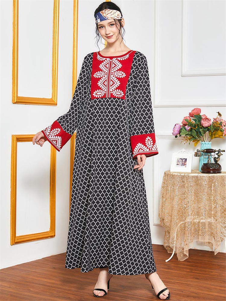 Ethnic Embroidered Plaid Long Dress Elegant Full Sleeve Loose Muslim Arabic Turkey Maxi Dresses Fall moroccan kaftan vestiods
Ethnic Embroidered Plaid Long Dress Elegant Full Sleeve Loose Muslim Arabic Turkey Maxi Dresses Fall moroccan kaftan vestiods