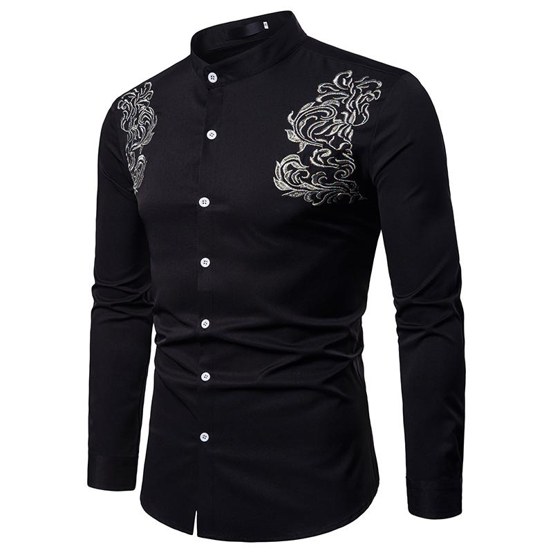 Embroidery Shirt Slim Fit 2021 Mens Chemise Homme Men Heren Shirts Camisa Masculina Men's Casual