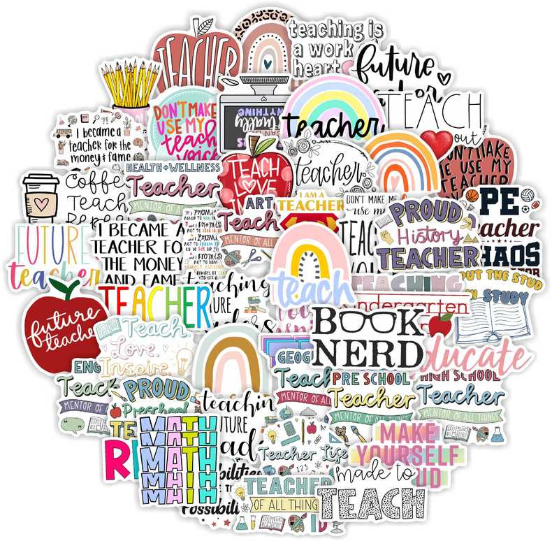 50Pcs-Pack Teacher Teach Love Saying Vinyl Sticker Waterproof Stickers for Water Bottle Laptop Planner Scrapbook Phone Wardrobe Wall Bumper
50Pcs-Pack Teacher Teach Love Saying Vinyl Sticker Waterproof Stickers for Water Bottle Laptop Planner Scrapbook Phone Wardrobe Wall Bumper