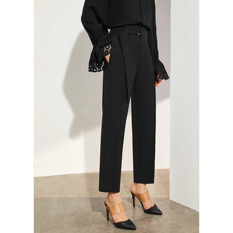 Minimalism Autumn Winter Women's Pants Fashion OLstyle Solid Belt Straight Female Trousers For Women 12030357 210527