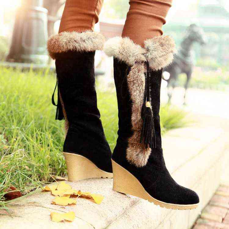 Boot Women's Shoes Platform Leather Booties Plush Sexy Thigh High Heels Australia Winter 211105