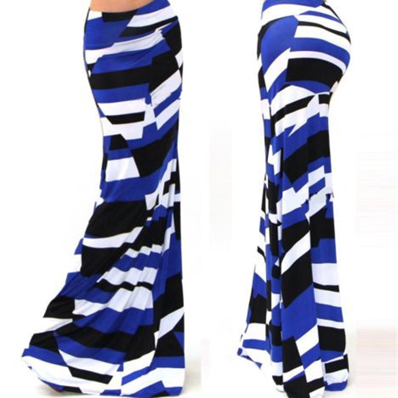 S-3xl Spring Elastic High-waist Long Pencil Skirt For Women Printed Maxi Faldas Largas Mujer Para Fiesta 210621