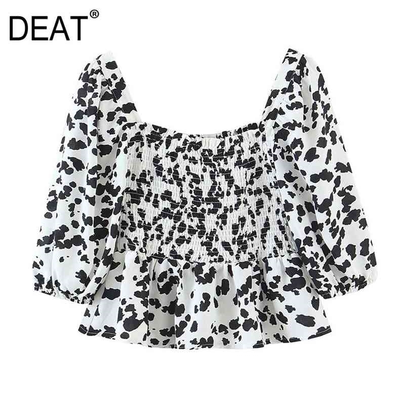 Spring Autumn Fashion Square Collar Long Sleeve Elasticity Printing Elegant Loose Women's Shirt 13C283 210525, As shown
Spring Autumn Fashion Square Collar Long Sleeve Elasticity Printing Elegant Loose Women's Shirt 13C283 210525, As shown