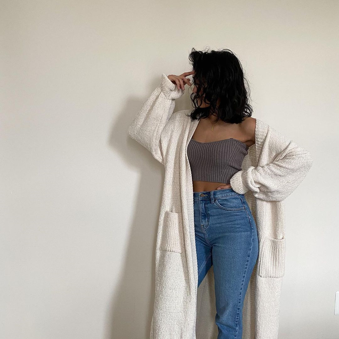 Ponchos and Capes Winter Women's Fashion Gray Haikyuu Plush Knitted Long Cardigan Jacket Women 210422