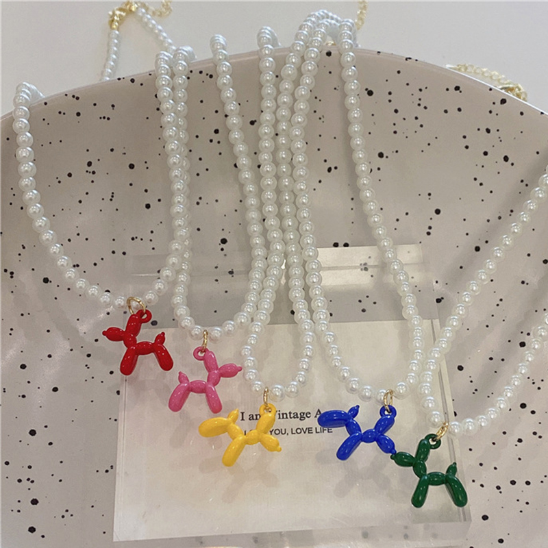 Cute Balloon Dog Cartoon Pendant Pearl Beaded Necklaces For Women Candy Color Poodle Animal Charm Beach Party Jewelry
Cute Balloon Dog Cartoon Pendant Pearl Beaded Necklaces For Women Candy Color Poodle Animal Charm Beach Party Jewelry