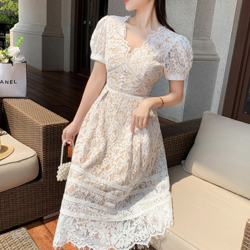 ZAWFL Hollow Out Dress For Women V Neck Puff Short Sleeve Lace Bowknot Elegant Dresses Female Fashion Clothes 210525, Picture color
ZAWFL Hollow Out Dress For Women V Neck Puff Short Sleeve Lace Bowknot Elegant Dresses Female Fashion Clothes 210525, Picture color