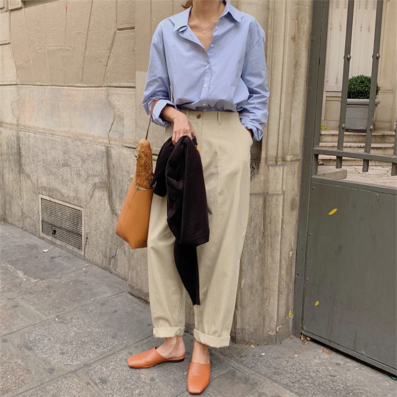 Elegant Formal Casual High Waist Cotton Thick Harem Pants Women Bottoms Plus Size OL Solid Fashion Suit Trousers 210421