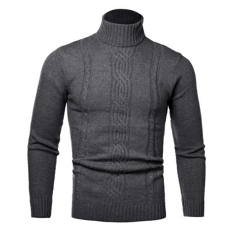 Winter Warm Turtleneck Sweater Men Vintage Tricot Pull Homme Casual Pullovers Male Outwear Slim Knitted Sweater Solid Jumper Y0907