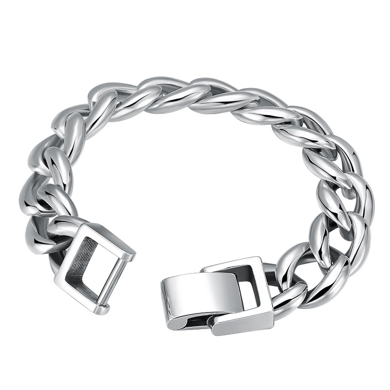 925 Sterling silver thick link chain men's bracelets American European antique handmade punk gothic designer luxury jewelry accessories gifts