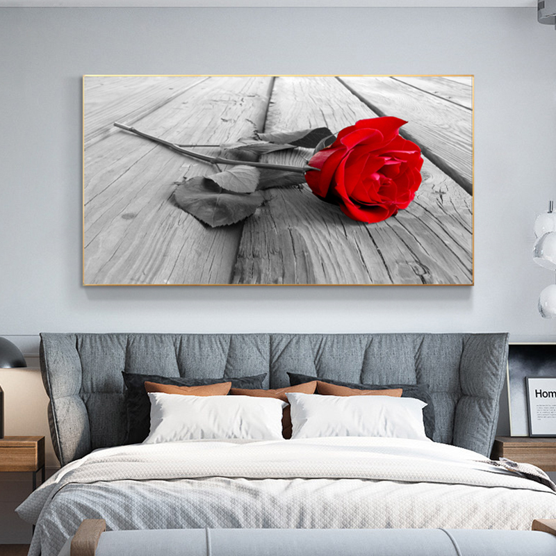 Red Rose Flower Posters And Prints Canvas Painting Home Decor HD Plant Pictures Wall Art For Living Room No Frame