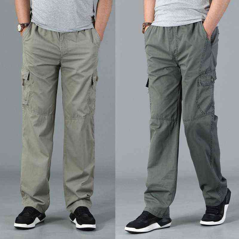 13XL 170kg Autumn winter Men cargo pants pocket zipper out door big size pants male simple army green pants Straight trousers 48 211112