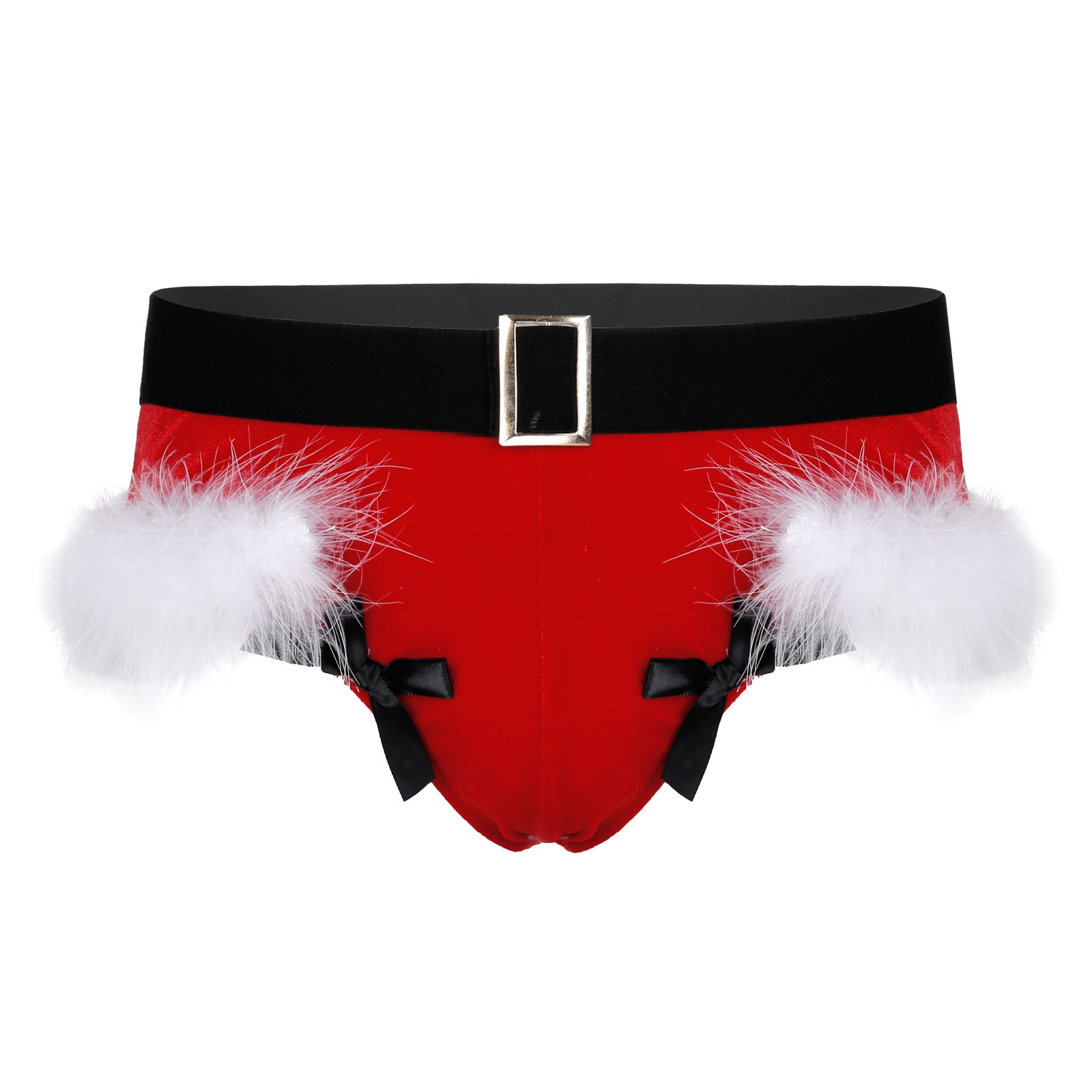 Mens Lingerie Sexy Thong Christmas Panties Velvet Briefs Panties Elastic Waistband Feather Trimming Bowknot Underwear Underpants
Mens Lingerie Sexy Thong Christmas Panties Velvet Briefs Panties Elastic Waistband Feather Trimming Bowknot Underwear Underpants