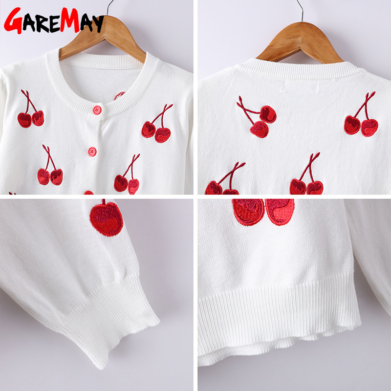 Women Cardigan Summer knitted Floral Long Sleeve Femme O-Neck Short Sweater s Female 210428