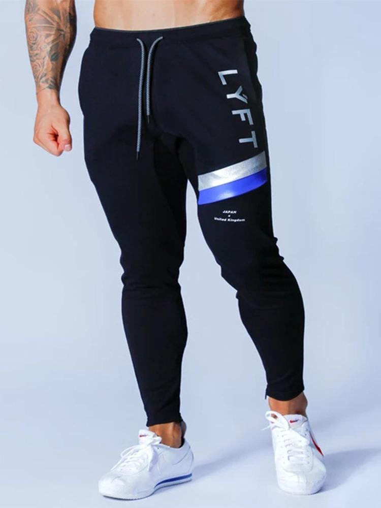 Spring And Autumn Men's Fashion Sports Leisure Color Matching Trousers Hip-hop Style Stretch Slim Jogging Pencil Pants