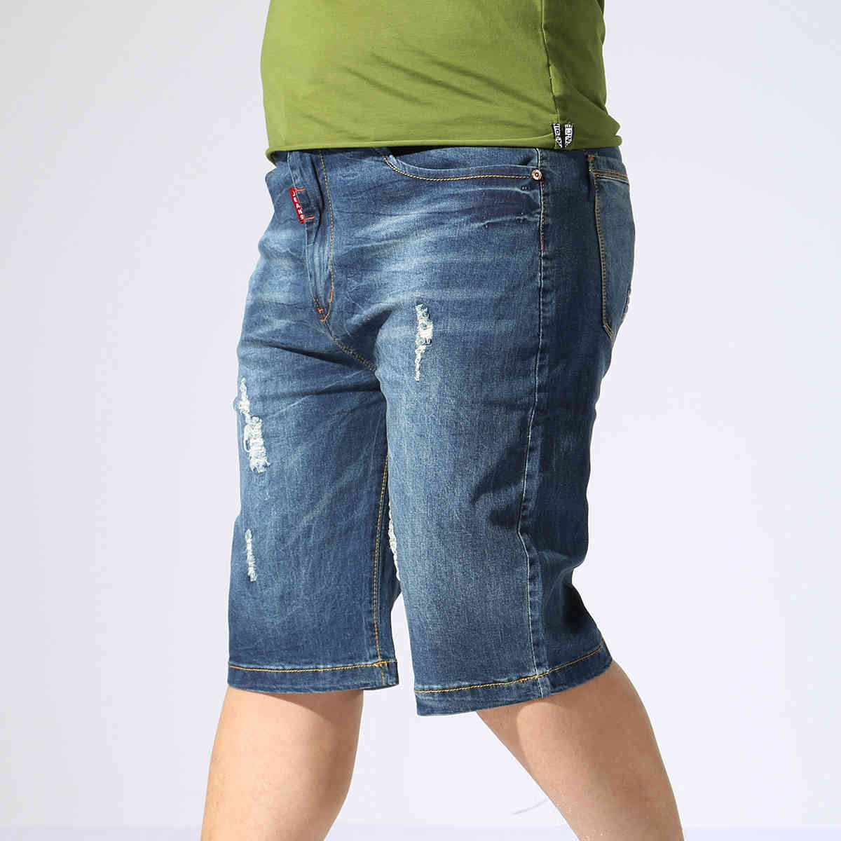 Mens Shorts Large Size Summer Big Size Bermuda Male Ripped Lightweight Micro Stretch Breeches Men plus size Men Denim Shorts 210518