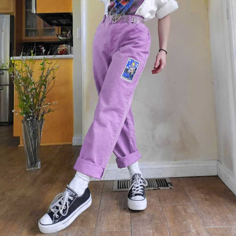 Cartoon Pattern Women's Pants High Waist Vintage Straight Trousers For Ladies Summer Autumn Women Casual Streetwear Pants Light 210702