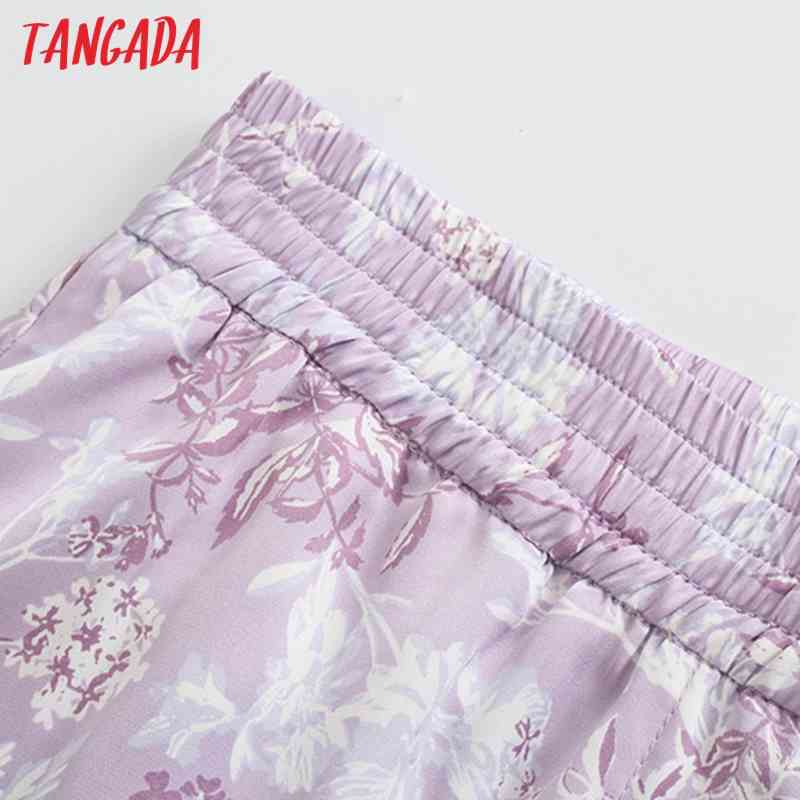 Fashion Women Floral Print Trousers Vintage Style Strethy Waist Lady Pants Pantalon JE40 210416