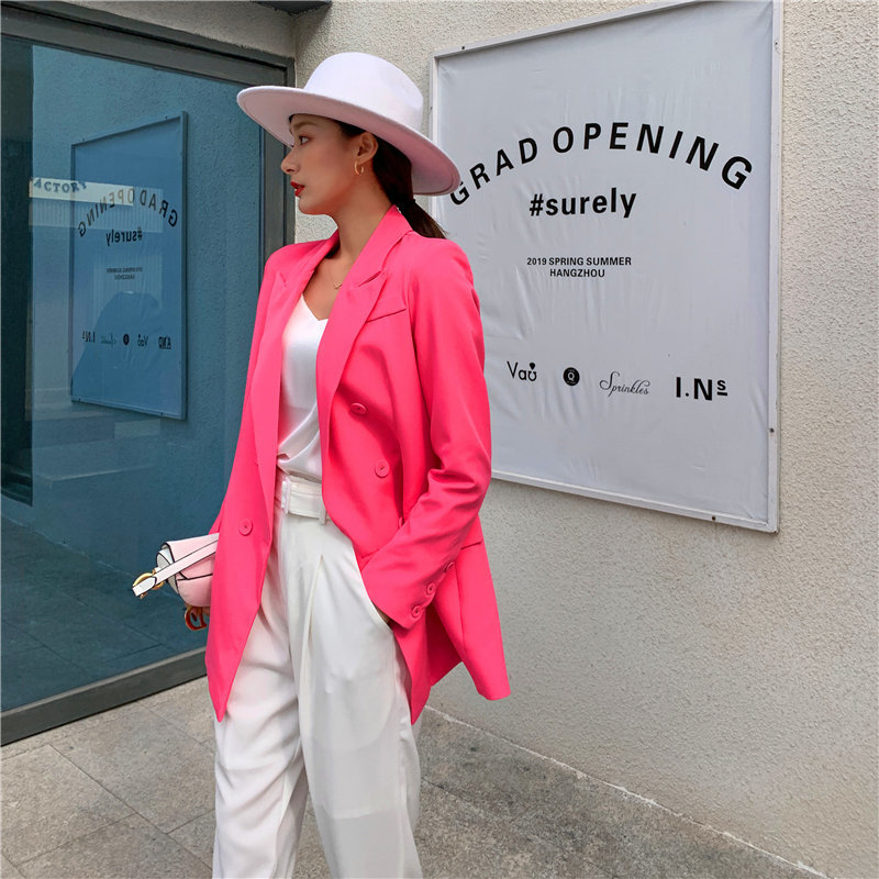 All Match Solid Chic Korean Plus Office Lady Streetwear Fashion OL Loose Slim Regular Women Blazers 210421