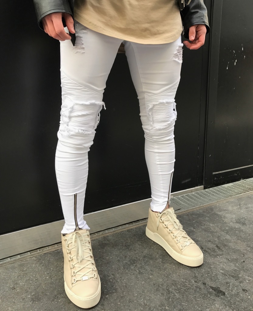 white mens jeans folds hole zipper design elastic washed retro high street fashion denim pants ripped distressed motorcycle pants, Blue
white mens jeans folds hole zipper design elastic washed retro high street fashion denim pants ripped distressed motorcycle pants, Blue