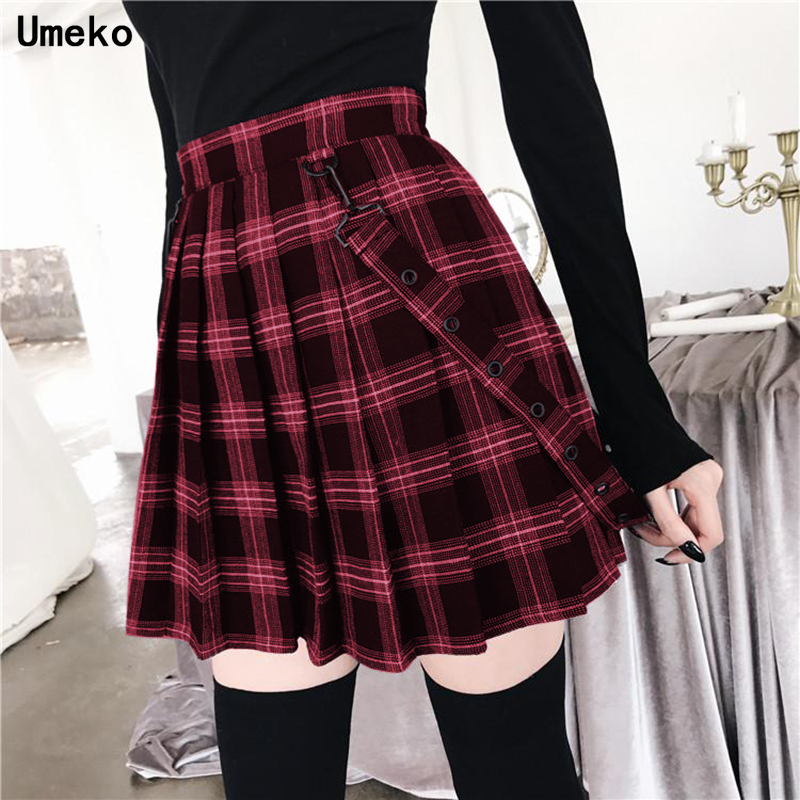 Umeko Fashion Gothic Vintage Plaid Mini Skirt Women Suspender Strap Pleated A-line Skirts High Waist Casual Plus Size College, Black
Umeko Fashion Gothic Vintage Plaid Mini Skirt Women Suspender Strap Pleated A-line Skirts High Waist Casual Plus Size College, Black