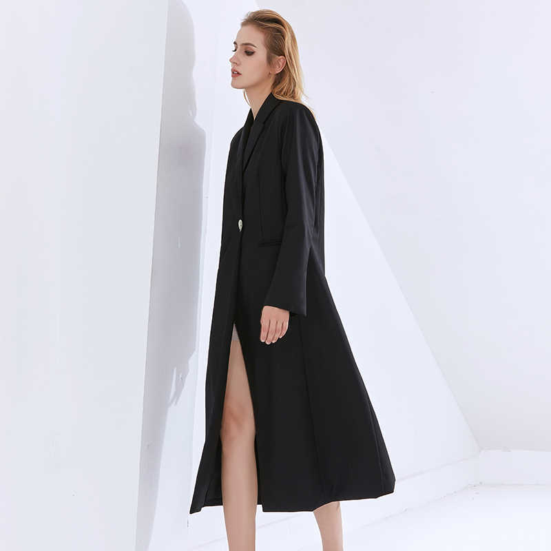 TWOTYLE Korean Spring Black Blazer For Women Notched Long Sleeve Casual Minimalist Blazers Female Fashion Clothing 210930