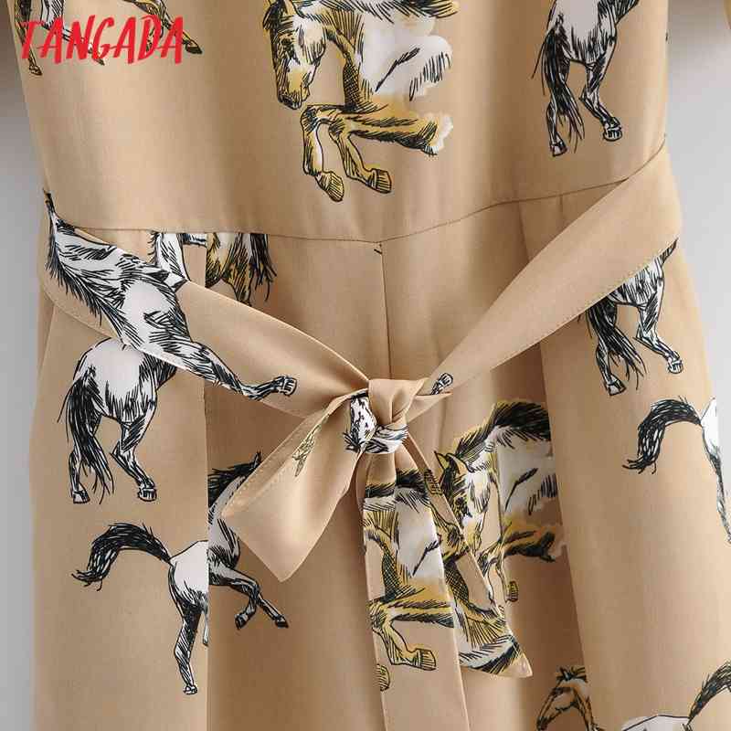 Women Animal Print Chiffon Short Sleeve Slash Back Zipper Female Casual Jumpsuit 1F118 210416