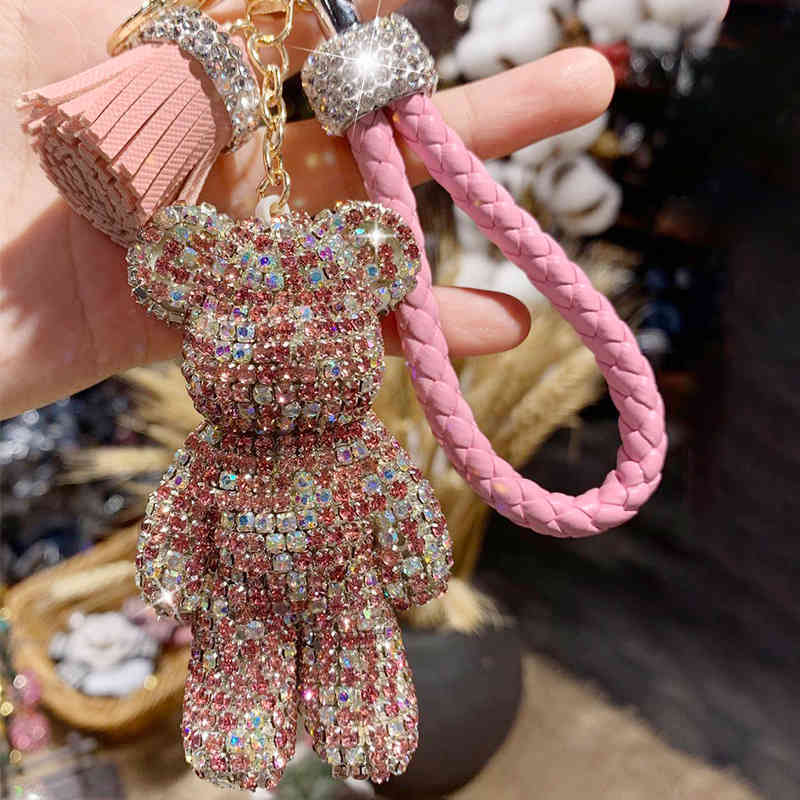 Diamond Studded Violent Bear Key Chain Pendant Car Claw Little Luggage Lovely Gift