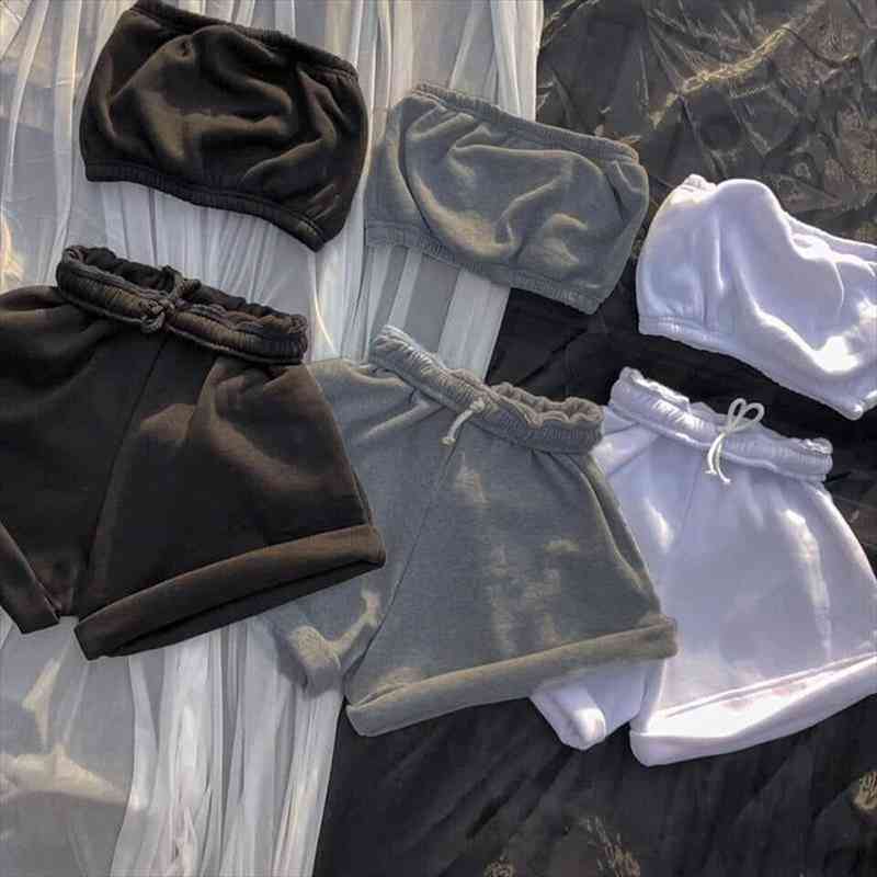Casual Women Tracksuit Two Piece Set Strapless Crop Tank Top Short Pants Solid Color Sportsuit Summer Clothes For Women Outfit, Gray
Casual Women Tracksuit Two Piece Set Strapless Crop Tank Top Short Pants Solid Color Sportsuit Summer Clothes For Women Outfit, Gray