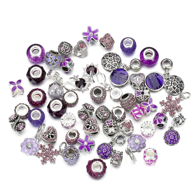 50pcs beads for charm bracelets designer for women safety chain mix color european fit charms bracelet bead 1135 T2