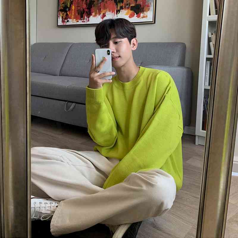 IEFB Korean fashion sweater men's fashion Spring Autumn loose crew neck Pullover Sweaters thickened casual kintwear tops 9Y4516 210524