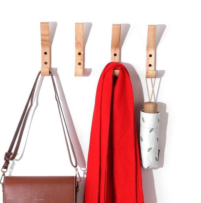 Creative Wooden Wall Towel Coat Hat Hangers Oak Wood Mounted Hook Key Holder Storage Door Rack Organizer Nordic Style RRD7731 Free shipping