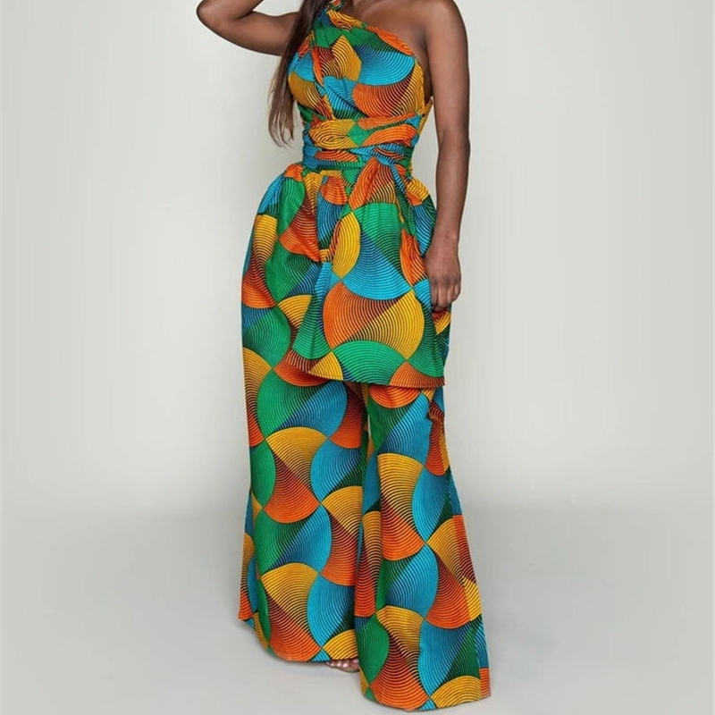 Women Sexy Boho African Jumpsuits Ankara Style DIY Bandage Rompers African Clothes African Dresses Women Robe Africaine Femme 210408