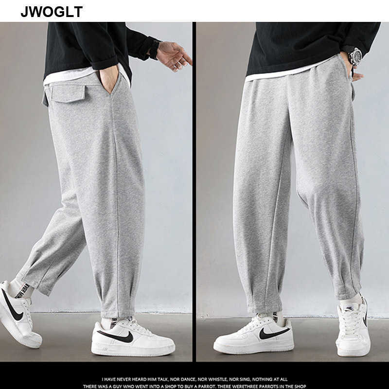 Autumn Winter Jogger Pants Men Drawstring Waist Sweatpants Casual Comfortable Black Gray Track Trousers 210528