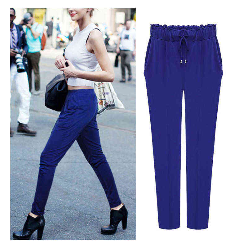 Women Harem Pants Plus size 6XL Elastic Waist Leisure Ankle Length Solid Color Trousers Kpop Female 3 Sale 211115