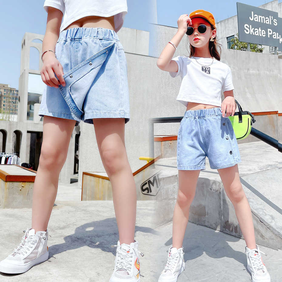 Jeans For Girl Solid Color Children's Denim Casual Style Summer Clothing 210527