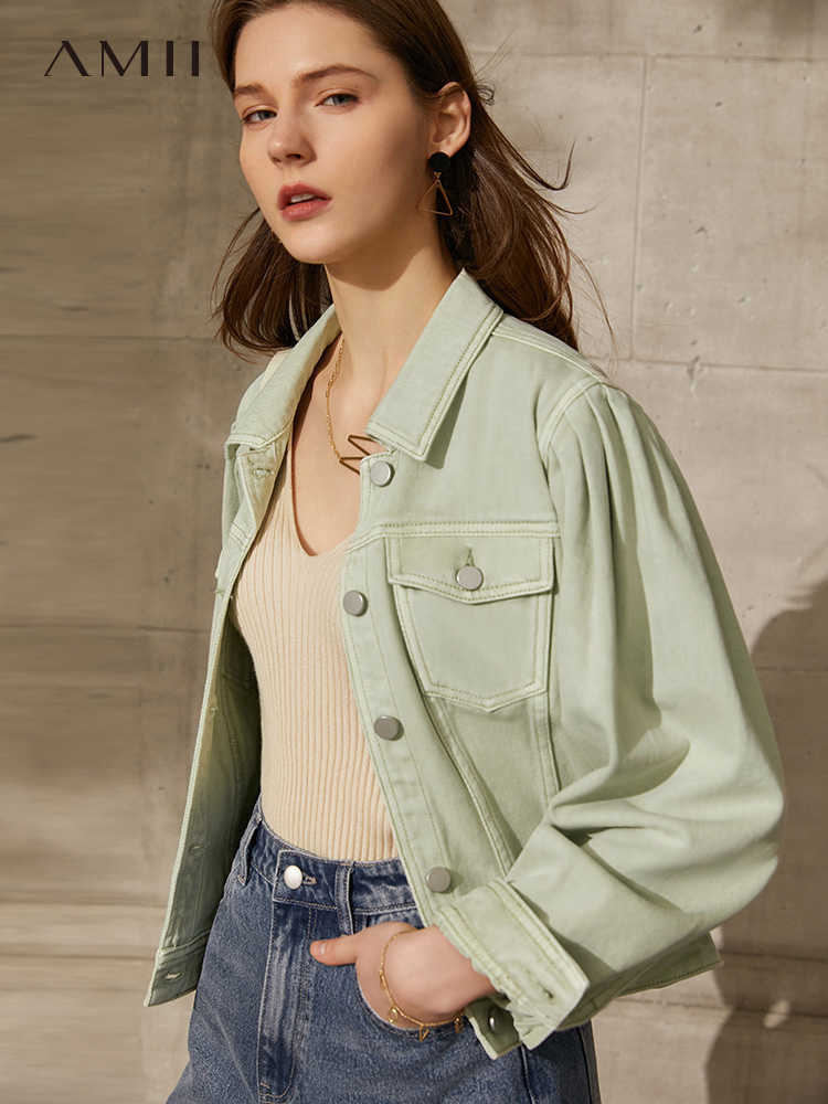 Minimalism Summer Denim Jacket For Women Causal Solid Lapel Single-breasted Fashion Short Women's Coat 12140244 210527