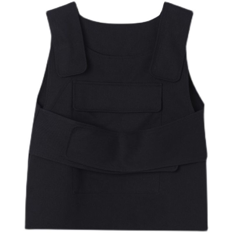 IEFB Personality Trend Pasted Function Tactics Versatile Vest Sleeveless Black Waistcoat Causal All-match Tops 9Y6836 210524