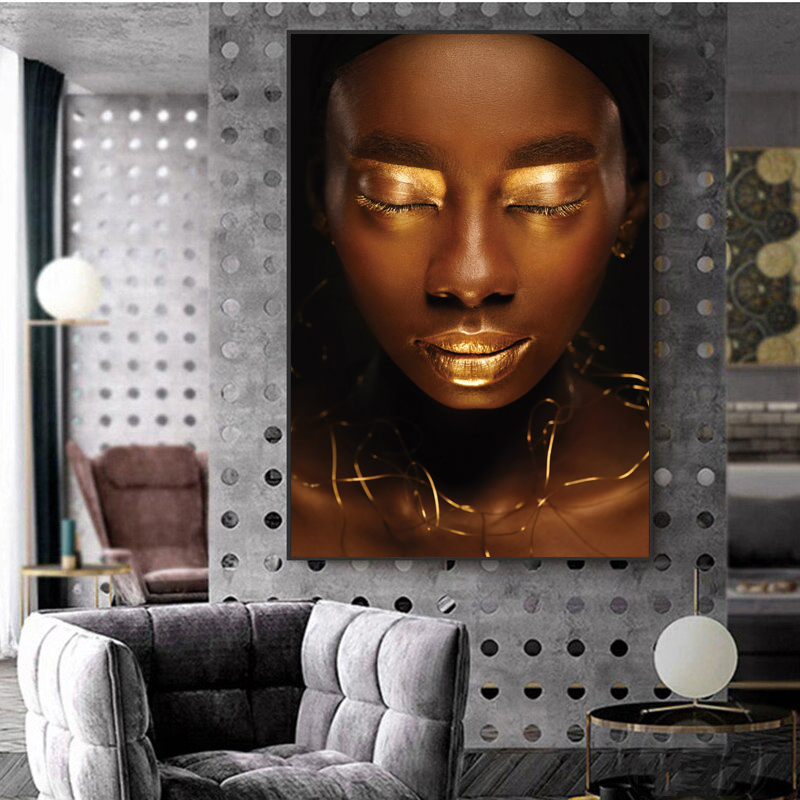 Black Gold Woman Poster Canvas Paintings Wall Art Pictures For Living Room Modern Home Decoration Posters And Prints No Frame