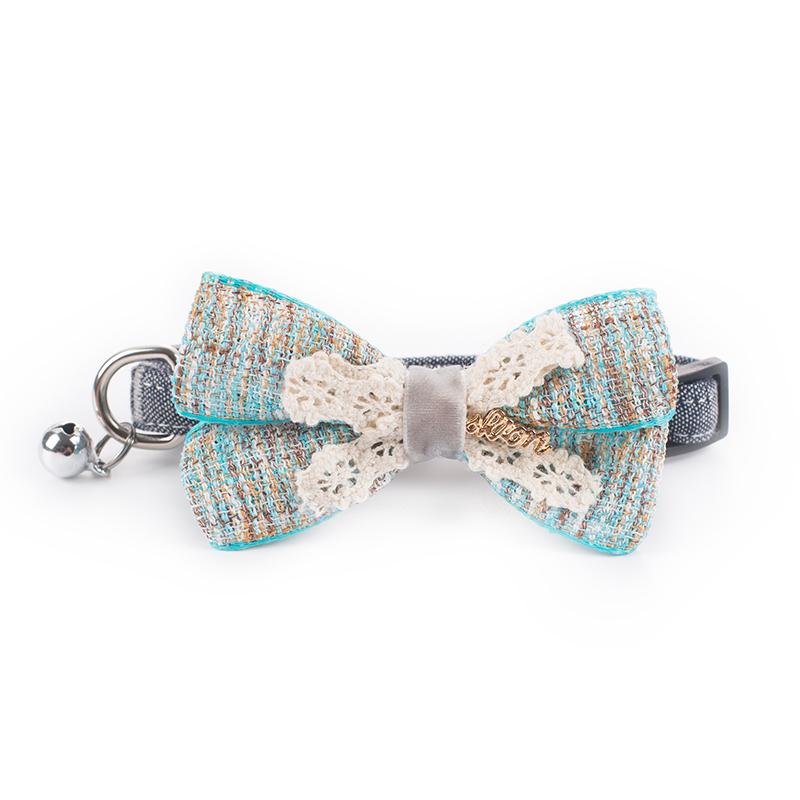 Dog Collars & Leashes CoolPaw Collar Leash Classic Grid Flower Decoration Bow Tie With Bell Puppy Dogs Cats