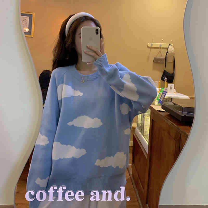 Women Sweater and Pull Jumpers Kawaii Casual Pullovers Chic Streetwear Knit Winter Tops Harajuku s 210519