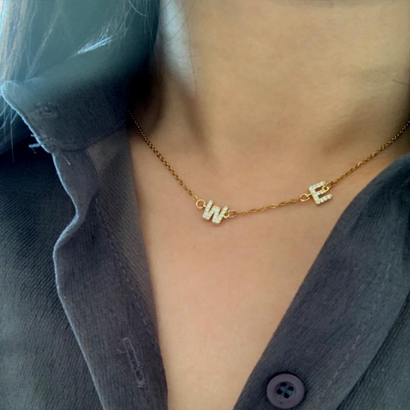Pendant Necklaces DIY 2 Letters Name Initial Link Choker Necklace Womem Men Trendy Micro Pave CZ Alphabet Charm Steel Chain Jewelry
Pendant Necklaces DIY 2 Letters Name Initial Link Choker Necklace Womem Men Trendy Micro Pave CZ Alphabet Charm Steel Chain Jewelry