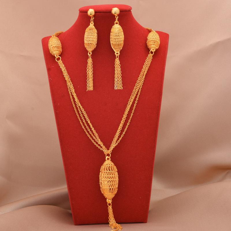Earrings & Necklace Dubai Jewelry Sets 24K Gold Plated Luxury African Wedding Gifts Bridal Bracelet Ring Jewellery Set For Women, As pic
Earrings & Necklace Dubai Jewelry Sets 24K Gold Plated Luxury African Wedding Gifts Bridal Bracelet Ring Jewellery Set For Women, As pic