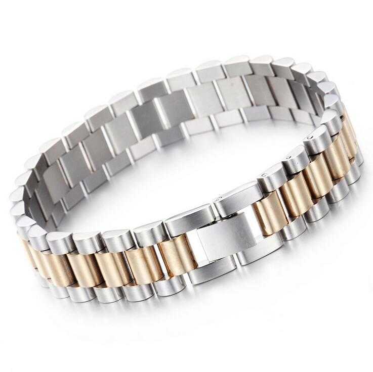 Fashion 15mm Luxury Mens Womens Watch Chain Watch Band Bracelet Hiphop Gold Silver Stainless Steel Watchband Strap Bracelets C