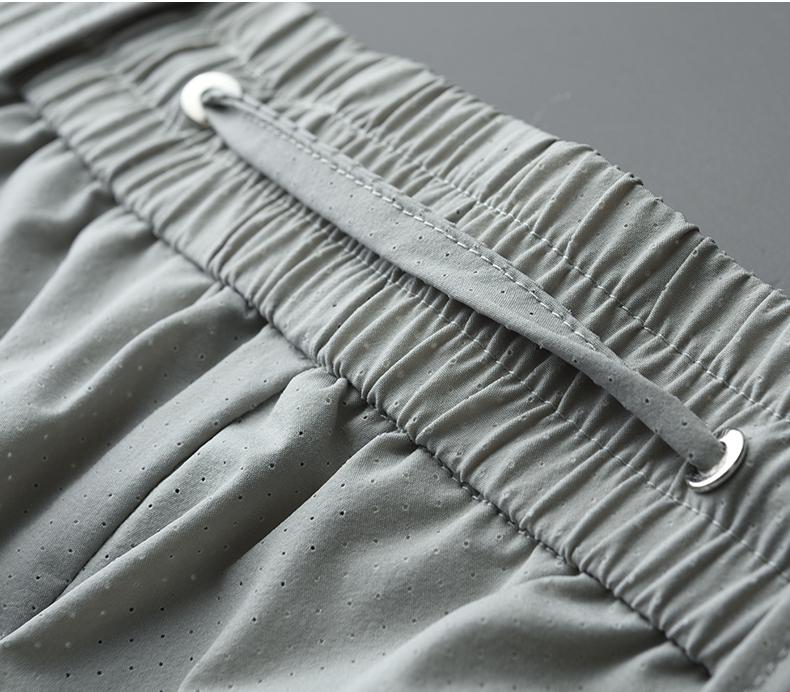 Grey Mens Summer Pants Luxury Ventilated Hollow Fabric Casual Male Pant Plus Size 4xl Elastic Waist Man Trousers Men's