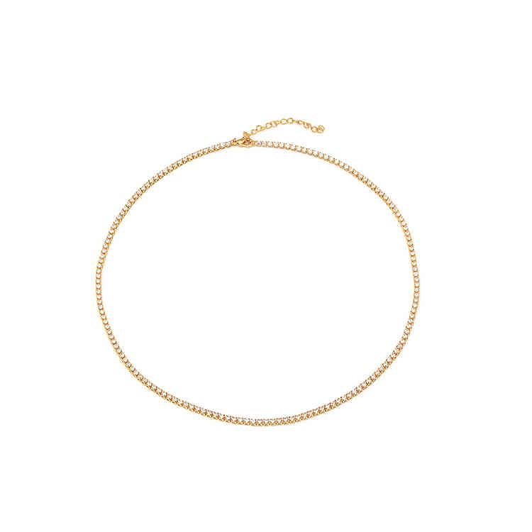 High Quality Cz Cubic Zirconia Choker Necklace Women 2Mm m 5Mm Sier 18K Gold Plated Thin Diamond Chain Tennis Necklace220a