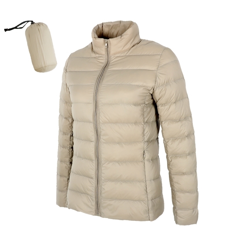 Matte Woman Ultra Light Duck Down Jacket Stand Collar Warm Outwear Soft Coats 210819