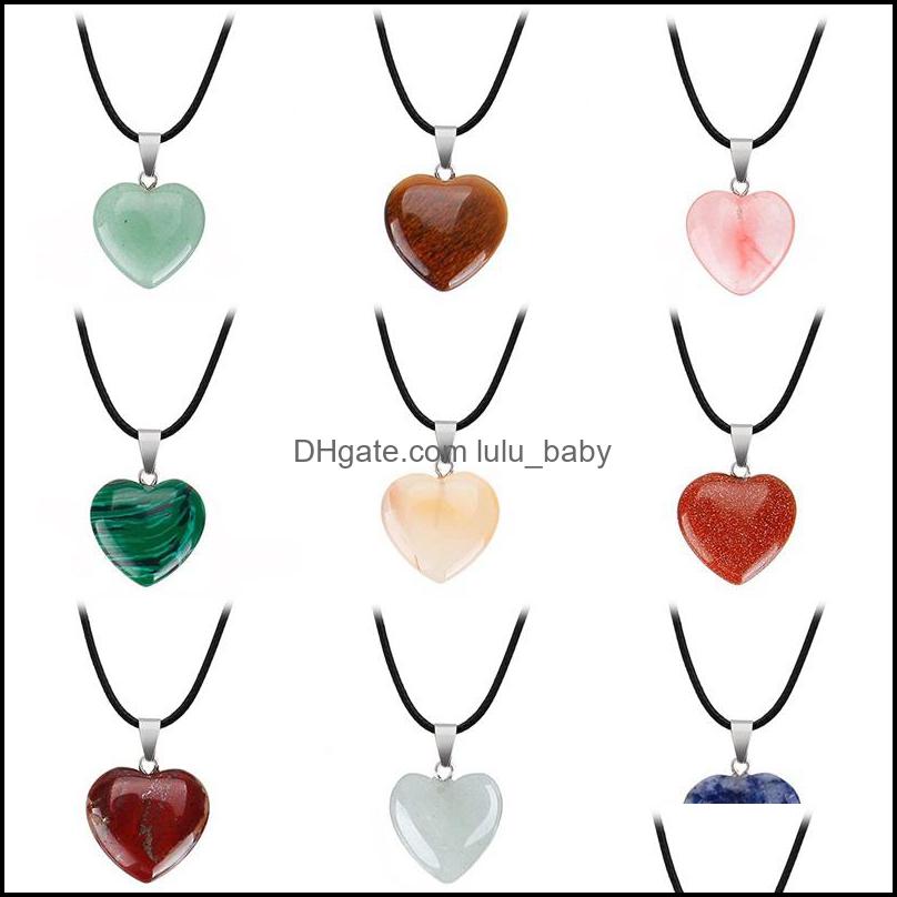 Pendant Necklaces & Pendants Jewelry Drop Delivery Natural Stone Gemstone With Pu Leather Chain Heart Shape Crystal Quartz Turquoise Charm 2 
Pendant Necklaces & Pendants Jewelry Drop Delivery Natural Stone Gemstone With Pu Leather Chain Heart Shape Crystal Quartz Turquoise Charm 2